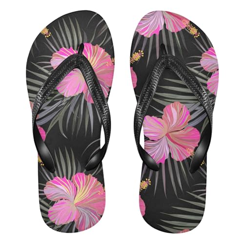 Burbuja Tropical Hibiscus Flip Flops for Women Men, Soft Thong Sandals Rubber Slippers for Pool Beach Essentials