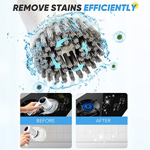 Addplus Super Electric Spin Scrubber, Rechargeable Bathroom Scrubber & Cordless Shower Scrubber For Cleaning Tub/Tile/Sink/Floor/Window丨Power Scrubber With 4 Replaceable Cleaning Brush Heads #TOP6