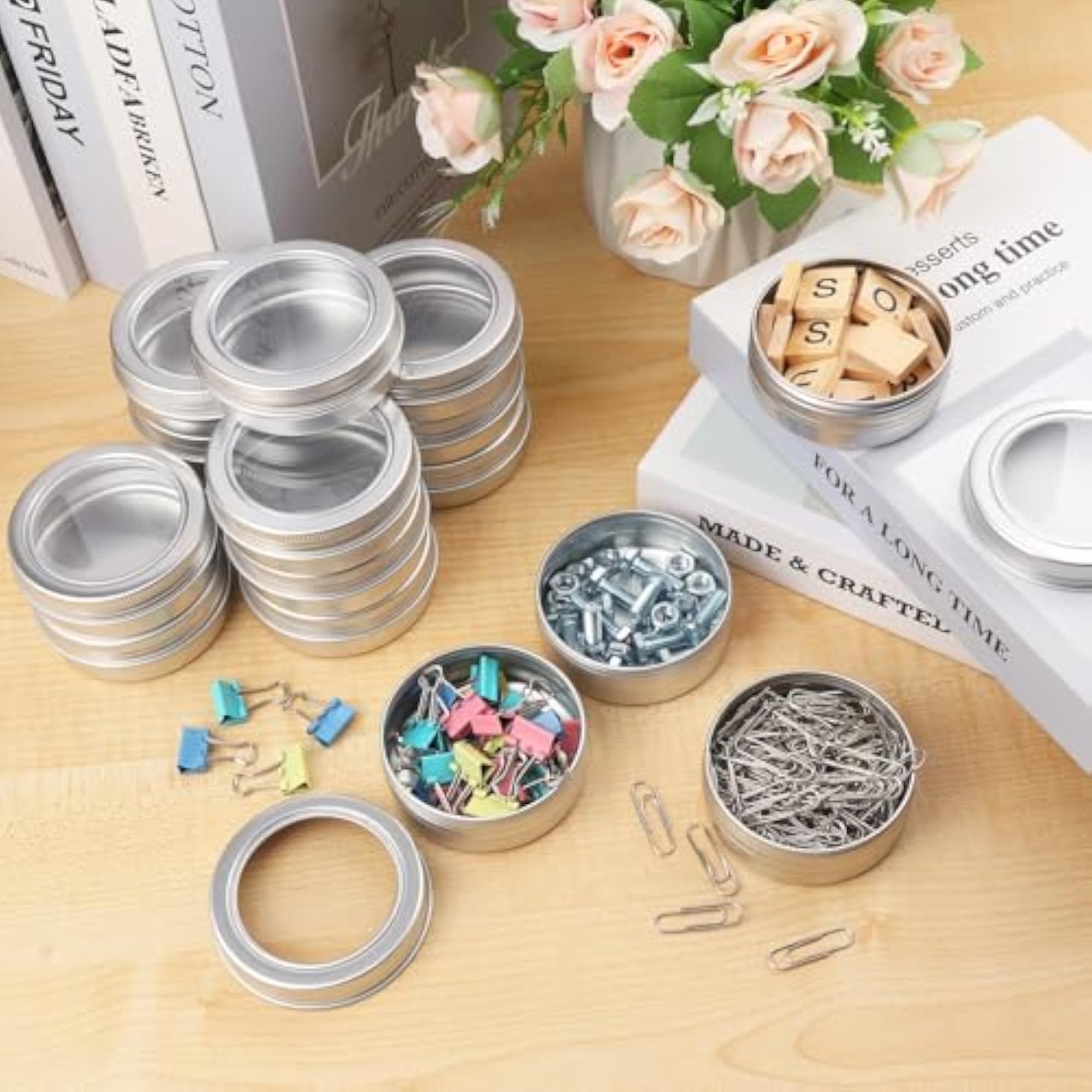 2 oz Tin Cans with Clear Window, 44 Pieces