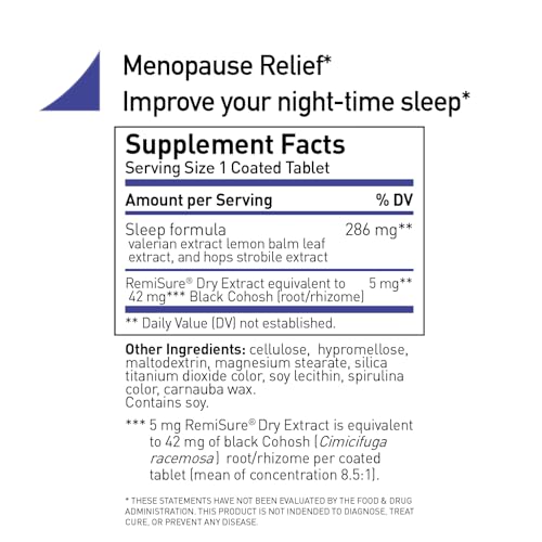Remifemin Good Night - Menopause Symptoms Relief & Restful Sleep Support - Clinically Proven Ingredients - Menopause Supplements - Black Cohosh - Estrogen-Free - Made in Germany - 60 Tablets