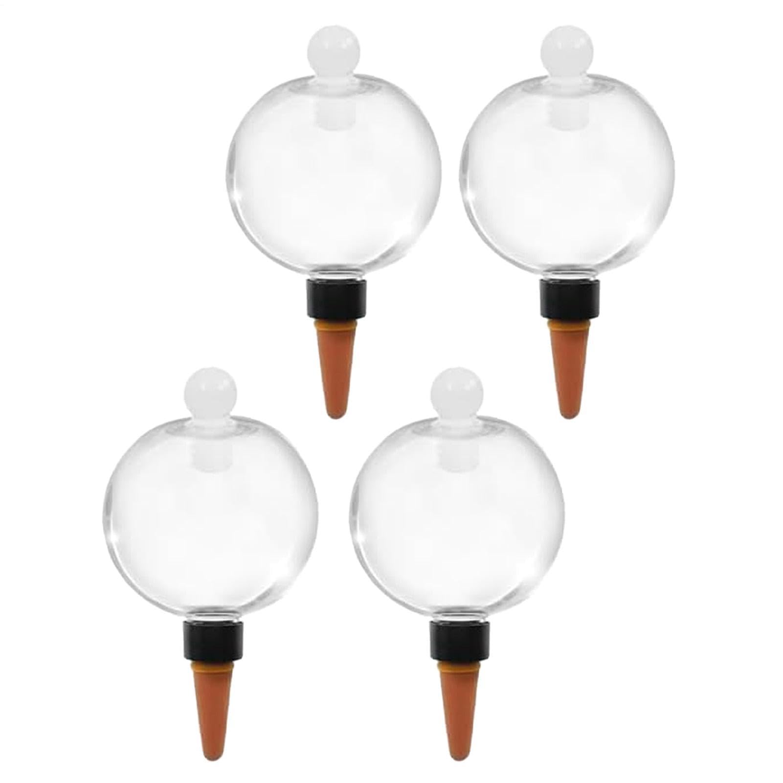 Bombillas de riego de plantas, dispositivos de riego de plantas, 4 globos de agua con tapa y apertura recargable, de cuidado botánico autohidratante para mantener la humedad y