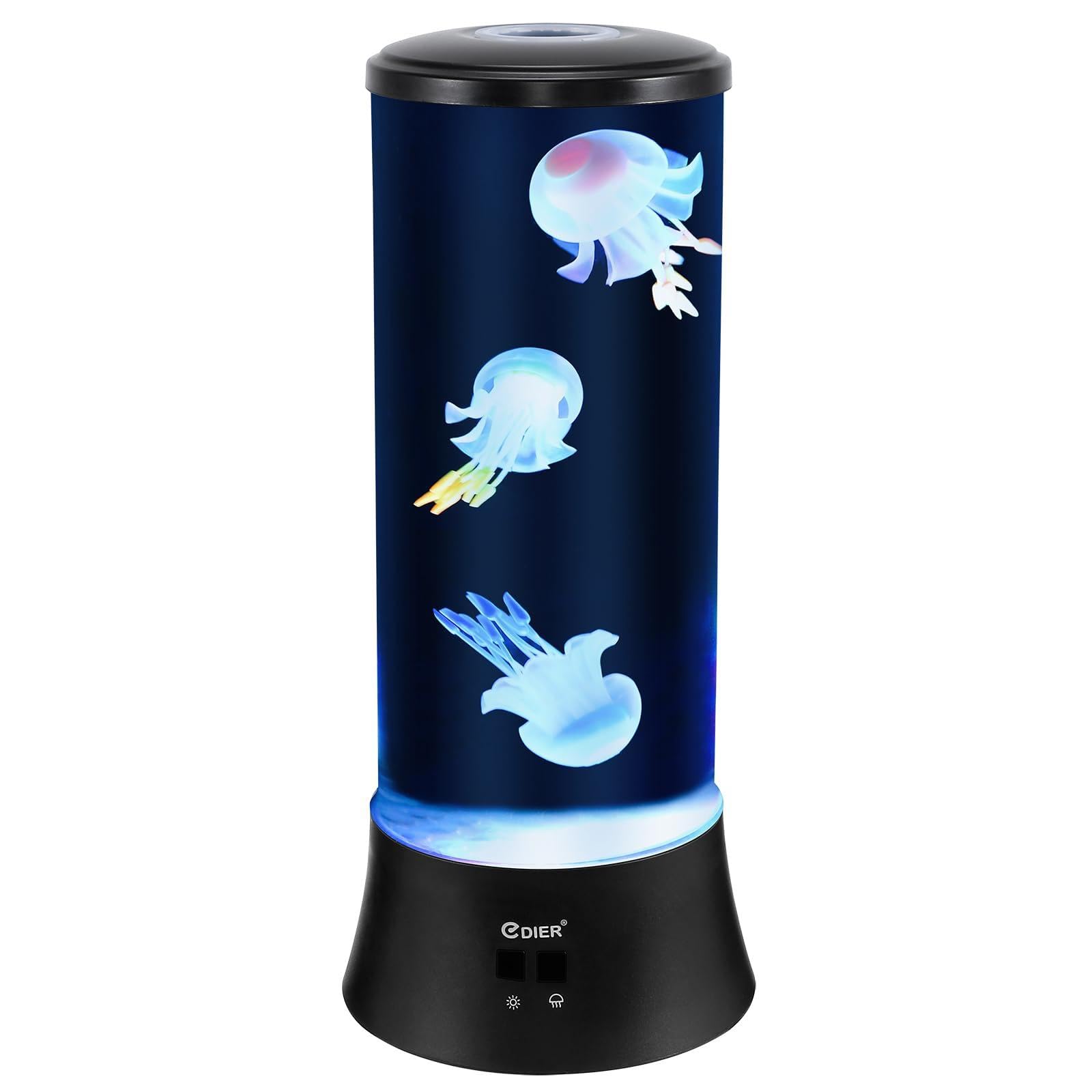 EDIER Lámpara de medusas, acuario grande de medusas de 15 pulgadas con medusas realistas y bomba silenciosa, lámpara de luz de pez gelatina para decoración del hogar y la oficina
