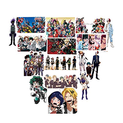 Tuotuo My Hero Academia Anime Cartoon Aufkleber 50 Stücke wiederholt Sich Nicht,Wasserdicht Vinyl Aufkleber,Snowboard Skateboard Laptop Auto Skateboard Gepäck Fahrrad Autoaufkleber Hippie Decals