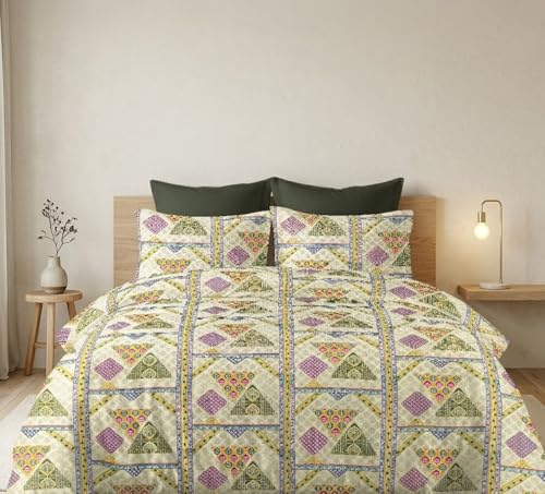 Image of FRESH FROM LOOM Cotton King Size Bedsheet 108x108 Super King, 100% Pure Cotton Bed Sheet with 2 Pillow Covers, 240 TC Soft Breathable | Perfect for Home Decor, PistaGreen, Size- 108x108 inch