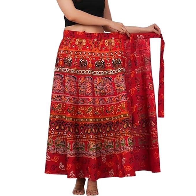 Mandala Print, Bohemian Style, Ethnic Jaipuri Rajasthani Design Wraparound Skirt, Free Size-image-7