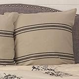 Piper Classics Mill House Stripe Black Euro Pillow Sham, 26'x 26', Farmhouse Primitive Grain Sack...