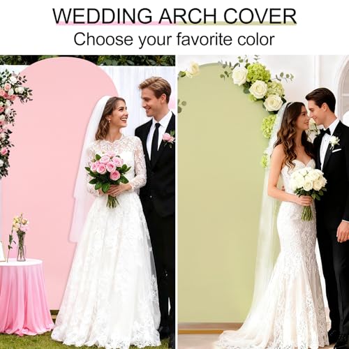 Image of Arch Cover 7.2ft Double-Sided Arch Backdrop Cover Spandex Wedding Arch Stand Cover for Party Birthday Baby Shower Bridal Gender Reveal Boy or Girl Decoration(Double Color,Pink&Green)