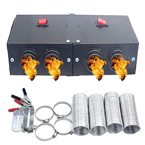 CYDZSW Car Battery Powered Heater,Portable Electric 12 Volt Camping Heaters for UTV and Truck Cab Seat Kit,Auto Vehicle Dash Heater,Windshield Window Defogger Defroster,12V 500W 4 Holes