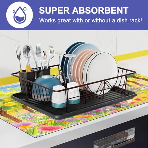 Image of HOMETITUTE Spring Stove Top Cover 28x20 Floral Schnauzer Heat Resistant