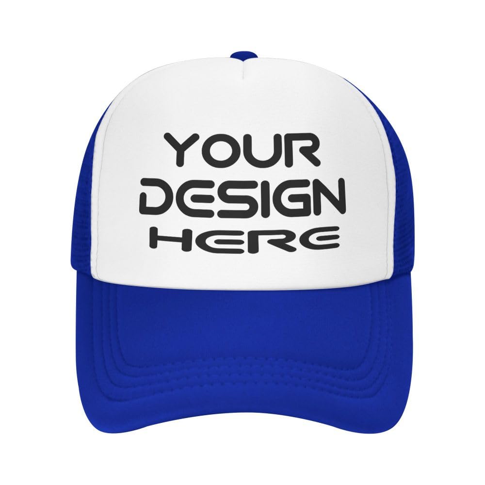 KYZMZ Custom Hats for Men Personalized Trucker Hats Add Your Own Image/Text/Logo Baseball Cap Blue