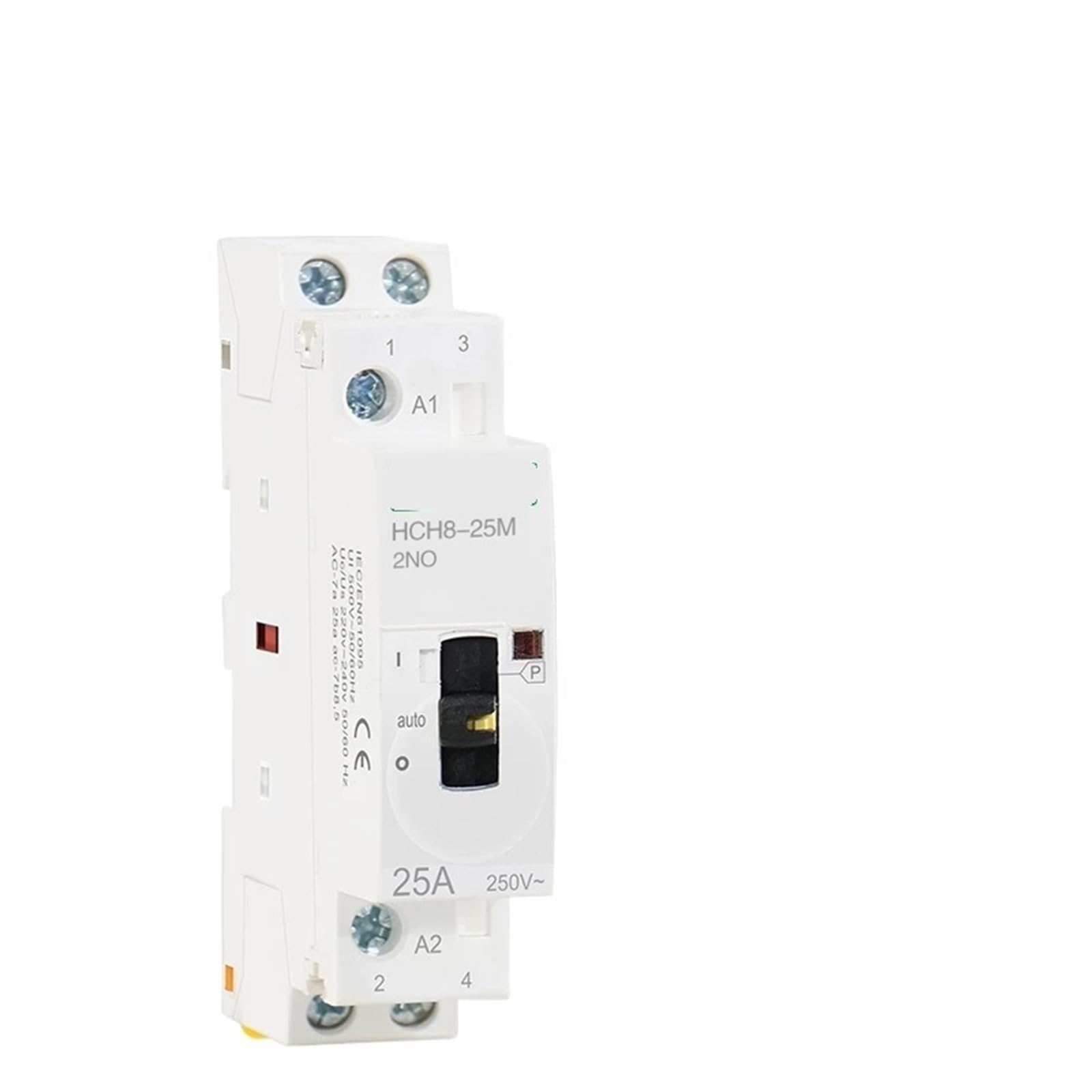 Contactor modular HCH8-25M 2P 25A con interruptor de control manual para riel DIN 230V 4
