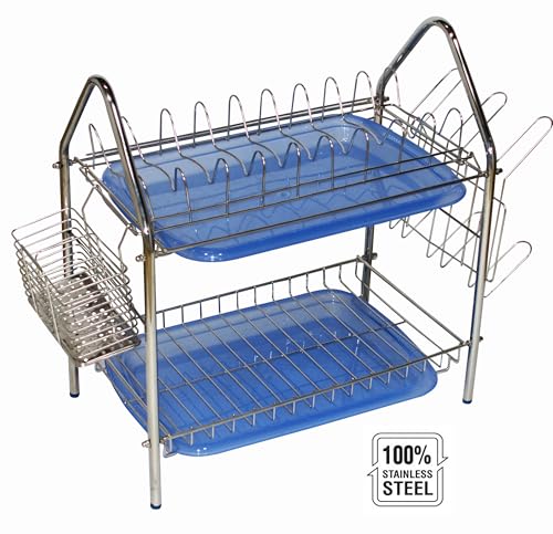 Image of AMOL Stainless Steel Kitchen Dish Rack | Rust-Resistant Utensil Stand with Glass & Spoon Holder | Wall Mountable Modular Kitchen Organizer (Made in India) (Height- 19 Inches)