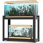 10-20 Gallon Fish Tank Stand Storage Shelf,Heavy Duty Sturdy Reptile Stand,28.43"*27.56"*15.75"Gallon Aquarium Stand,Reptile Tank Stand,Terrarium Stand,Breeder Tank Stand,Total Load 600lbs,Black
