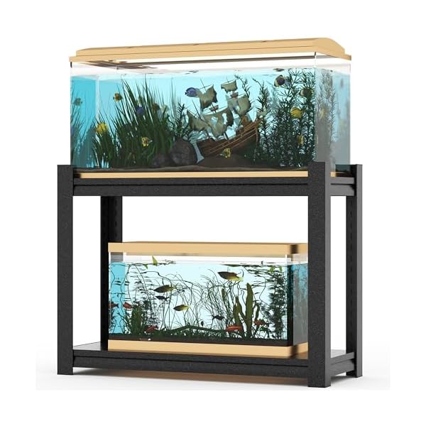 10-20 Gallon Fish Tank Stand Storage Shelf,Heavy Duty Sturdy Reptile Stand,28.43″*27.56″*15.75″Gallon Aquarium Stand,Reptile Tank Stand,Terrarium Stand,Breeder Tank Stand,Total Load 600lbs,Black