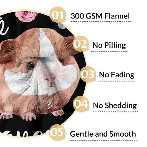 Guinea Pig Blanket Gifts - 60x80 Inches Cute Throw for Girls - Black Soft Fuzzy Blankets for Bed, Couch & Living Room