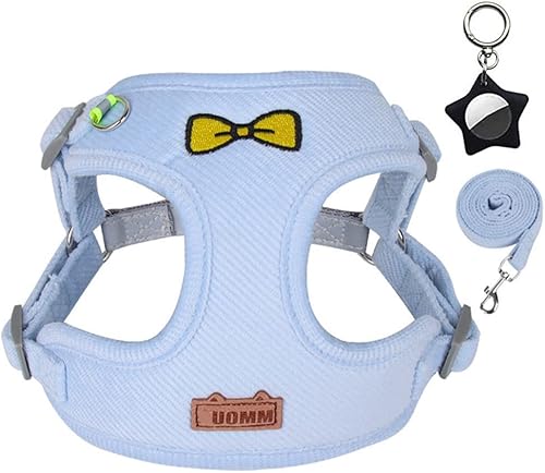 Miniatura 9 de Juego de arnés reflectante y correa para perro, ajustable, suave, lindo, sin tirones, chaleco para cachorros, para razas medianas, gatos, gatitos,