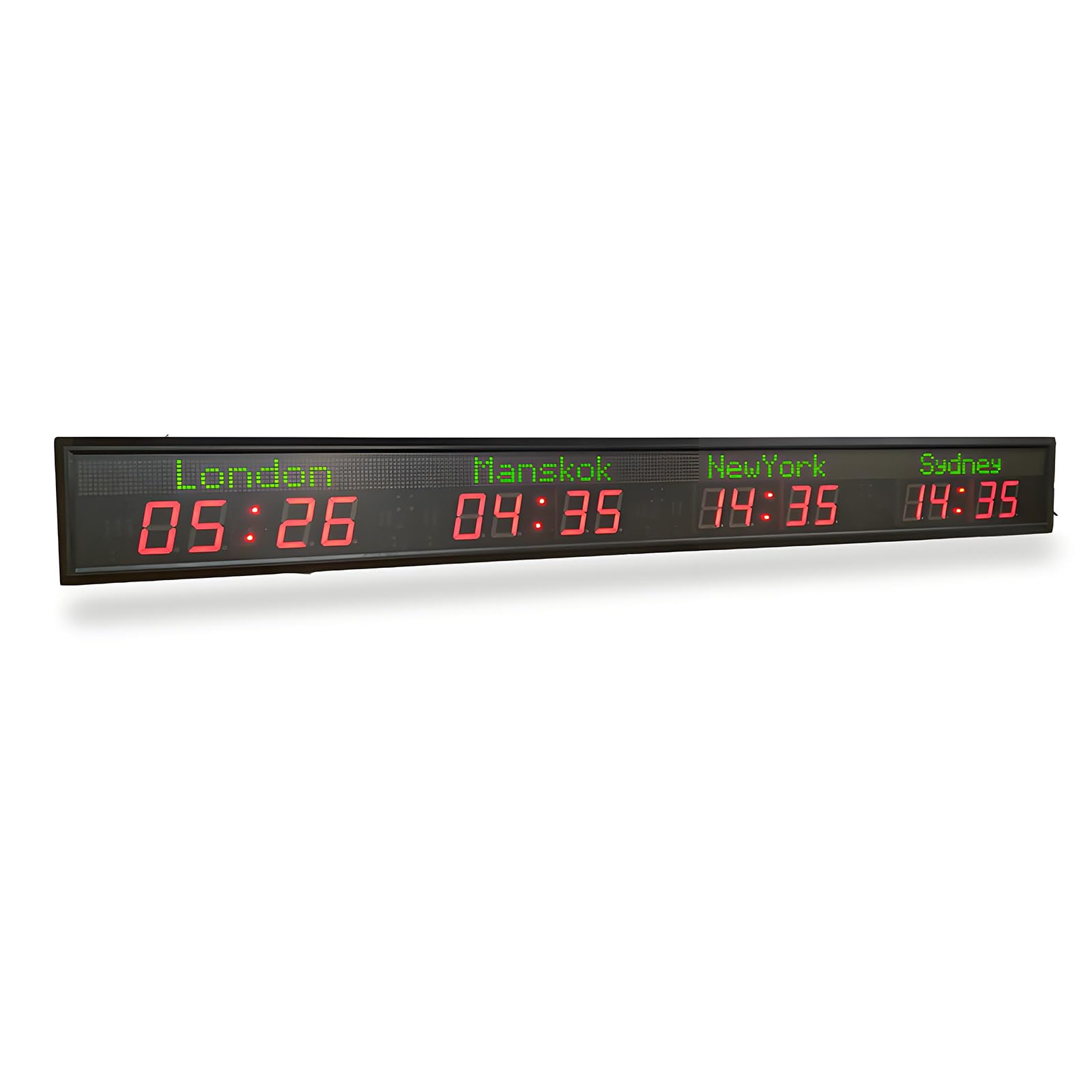 LED Digital World Time Zones Clock with 2 Display Modes, 5 Brightness Levels, Clear Visibility up to 20m, Ideal for Offices and Hotels