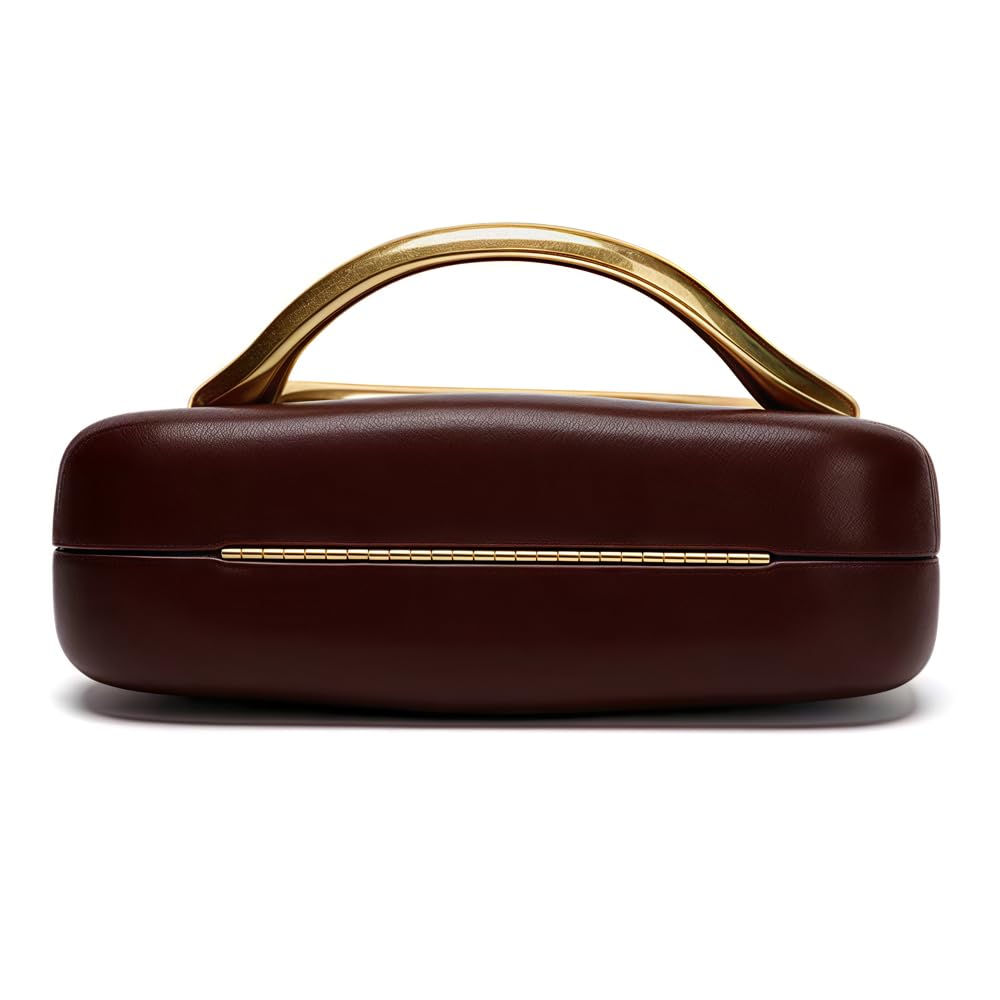 Clutch Damen mit Goldgriff | Elegante Abendtasche mit Abnehmbarer Kette | Kleine Damenhandtasche für Hochzeit, Braut, Party, Ball & Feier