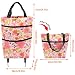 INHEMING Faltbare Trolley-Taschen, Einkaufstrolley Einkaufstasche mit Rollen,2 in 1 Klappbarer Einkaufswagen für Zuhause Supermarkt Strapazierfähige Tasche - Blumenmuster