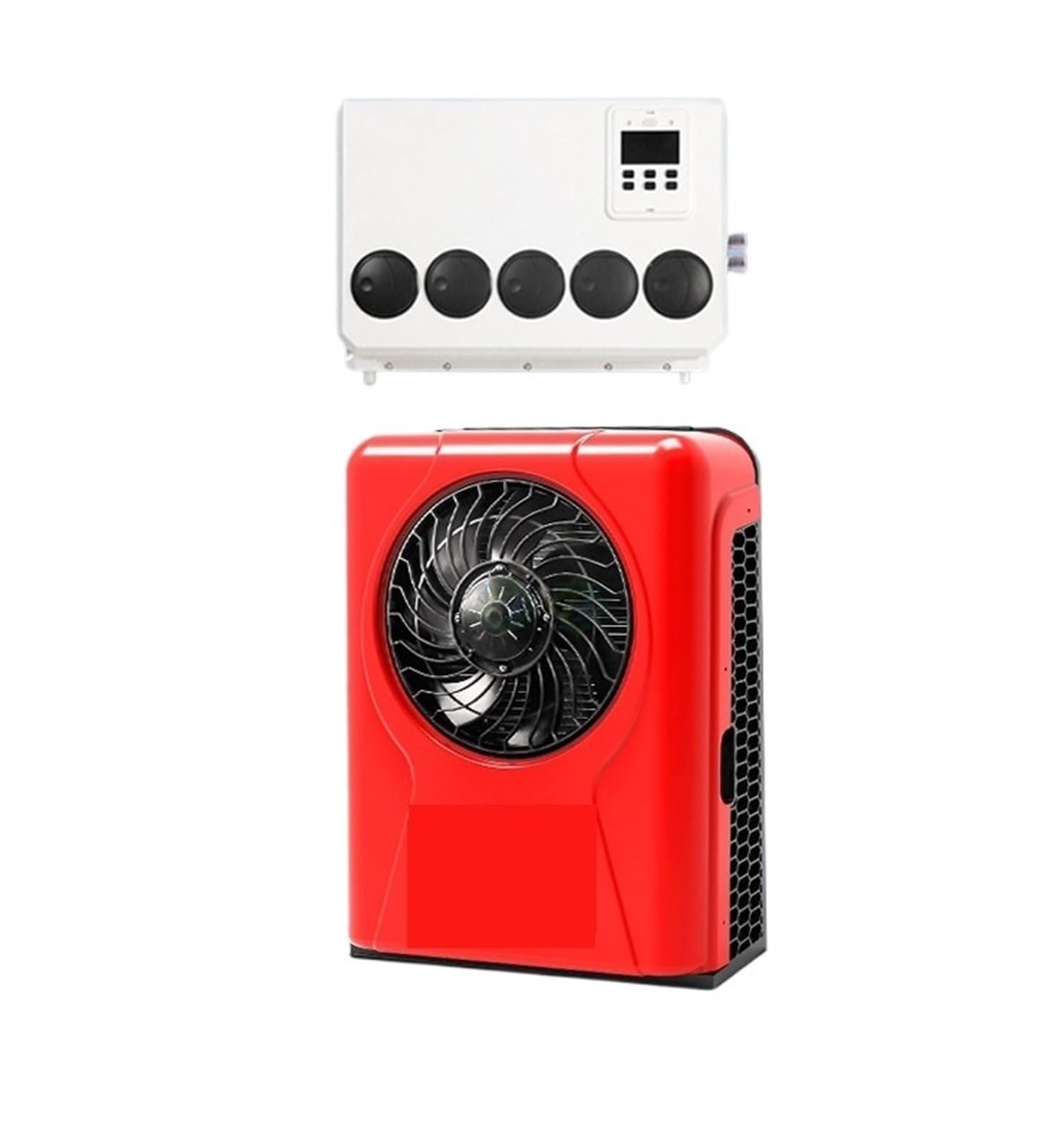 Aire Acondicionado, Aparcamiento Eléctrico Aire Acondicionado Refrigeración 24V Máquina Integrada Vehículo 12v Camión Camper Coche Excavadora Bulldozing,Para Caravana, Camionetas,Viento frio(Red,12v)