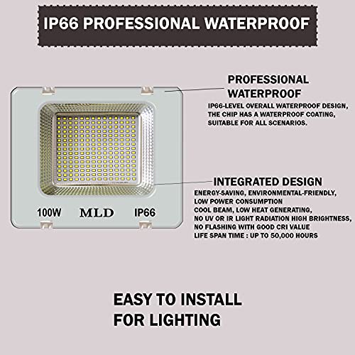 Image of MLD Portable 100 Watt Led Flood Light halogen outdoor /indoor ip66 focus Cool White (100watt,Colour-White)-Pack of 2
