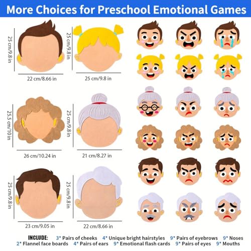 WOBOX 1Set Emotion Learning Felt Board Set for Kids, Montessori Sensory Toys, Interactive Storytelling Kit with 6 Facial Expressions, Early Education Tool for Toddlers - Image 2