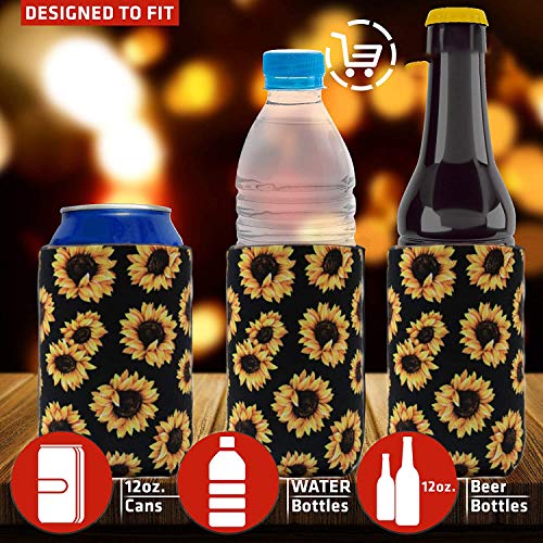 6PCS Standard Can Sleeves - Neoprene Bottle Insulator Sleeve Set of Can Beverage Coolers for 12oz Standard Energy Drink & Beer Cans