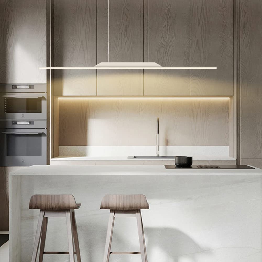 Biała lampa wisząca, ściemniana lampa liniowa LED, długa nordycka lampa do jadalni, restauracji, kuchni, stołu, czarodziejskiego baru (100 cm)