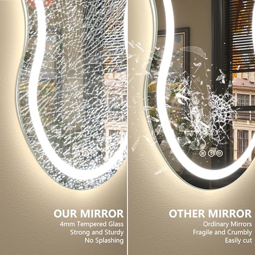 Image of 24x36 Inch Irregular Cloud LED Lighted Vanity Mirror