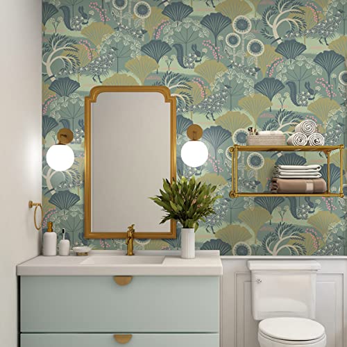 Livebor Floral Peel And Stick Wallpaper Green Floral Contact Paper 17.7Inch X 196.8Inch Vintage Wallpaper Botanical Decorative Wallpaper Peel And Stick Removable Floral Wallpaper Self Adhesive Vinyl #TOP5