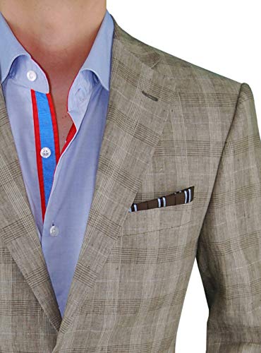 DTI BB Signature Italian Men's Two Button Linen Suit Modern Fit Jacket 2 Piece3