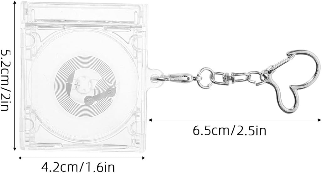 10pcs Mini CD Holder Keychain with Acrylic Album Case and Heart Pendant, Protects and Stores Miniature Cds, Versatile Decoration for Fan Event or DIY Fan Keychain Decor image 2