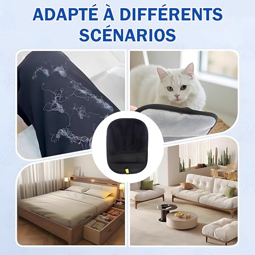 Lot de 2 Gant Poils Animaux Double Face Réutilisable – Gant Poil Chat & Chien, Gant de Toilettage pour Chat et Chien, Ramasse Poils Animaux, Gant Pour Enlever les Poils de Chat sur Meubles et Vêtement – Image 5