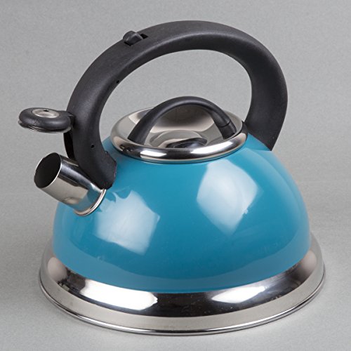 Creative Home Alexa 3.0 Quart Stainless Steel Stovetop Whistling Tea Kettle with Aluminum Capsulated Bottom for Quick Heat Distribution, Aqua - Thumbnail 6