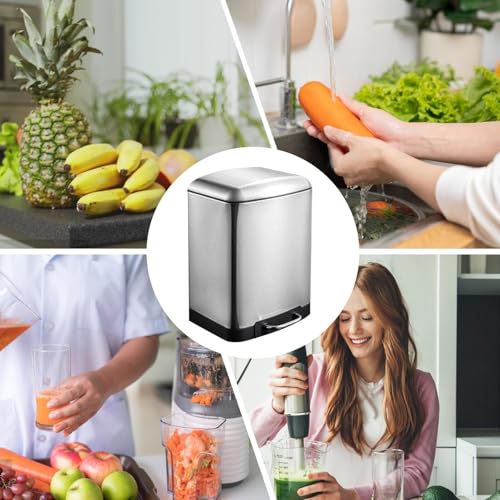 Cubo de basura grande para cocina y dormitorio en acero inoxidable limpio 3