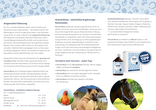 Animal Biosa Bio Ergänzungsfuttermittel für Tiere mit fermentierten Kräutern, pflegt Verdauungstrakt, Nahrungsergänzungsmittel zuckerfrei (10 L)