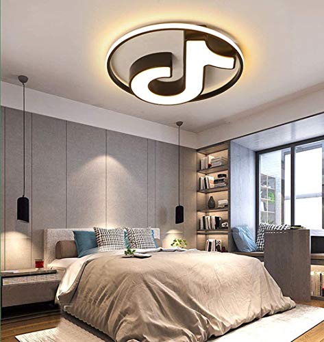 Preisvergleich Produktbild Music Note LED-Deckenleuchten Deckenleuchte Dimmbare Fernbedienung Dimming Kronleuchter Dekorative Decke, Schwarz, 45CM / 28W,Schwarz,60CM / 38
