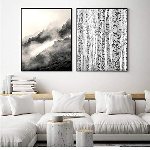 Affiche noir et blanc saule neige peintures bureau toile pour décoration murale moderne 50x70