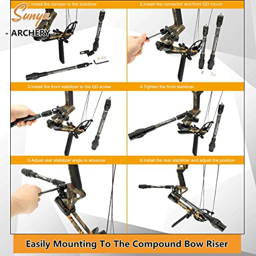Sunya Archery Compound Bow Stabilizer Quick Disconnect Mounting Adapter V-Bar Connect Kit For Front And Rear Bow Stabilizer Rod #TOP2