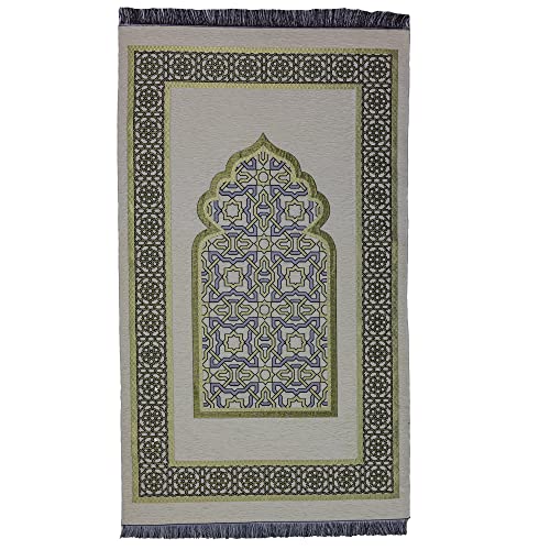 Modefa Turkish Islamic Prayer Mat - Thin Woven Chenille Praying Rug Carpet For Men And Women - Traditional Muslim Janamaz Sajada - Ramadan Or Eid Gift - Arabesque Dynasty (Creme) #TOP7
