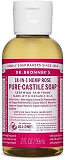 Dr. Bronner’s - Pure-Castile Liquid Soap (Rose, 59 mL) - Made with Organic Oils, 18-in-1 Uses: Face, Body, Hair, Laundry, Pets and Dishes, Concentrated, Vegan, Non-GMO