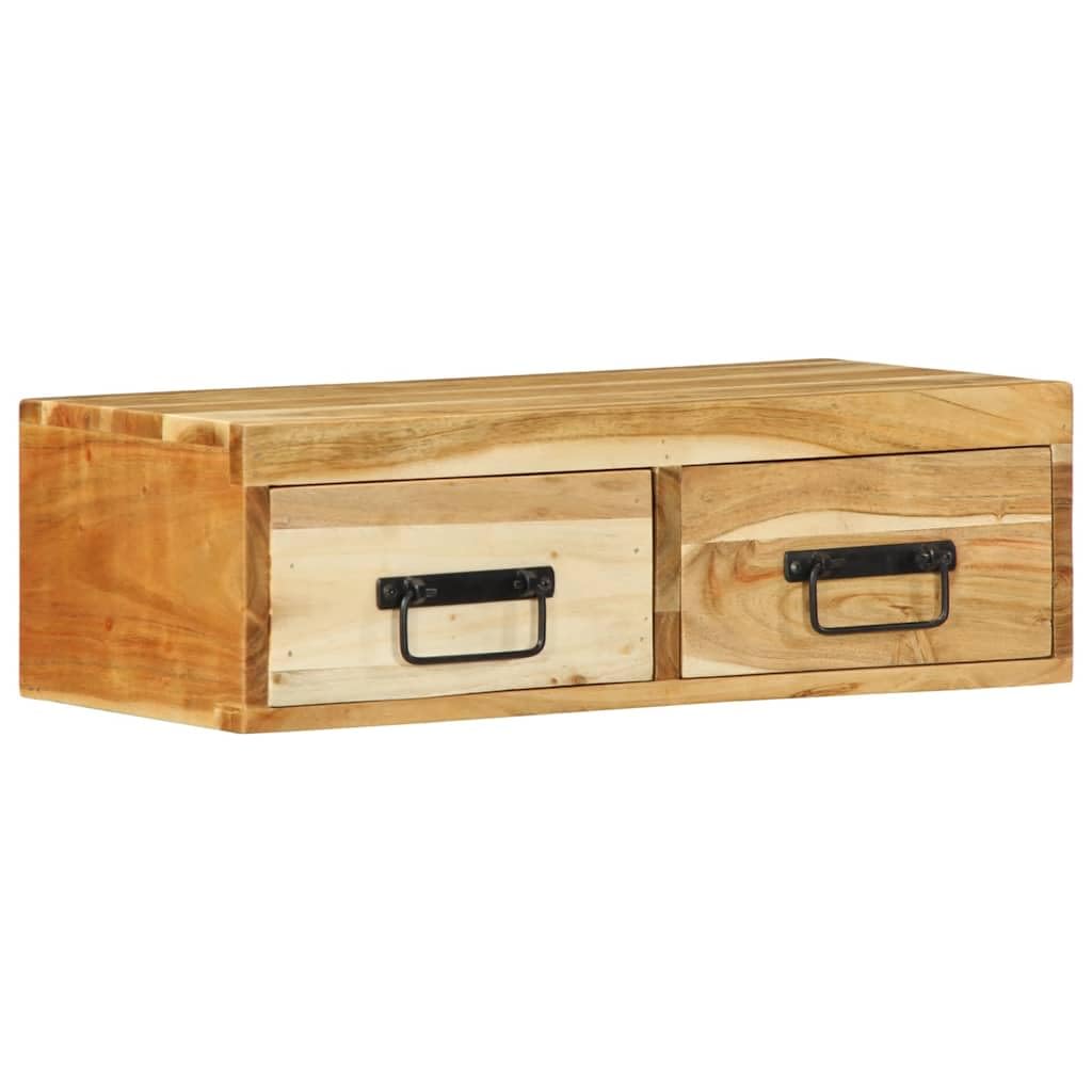 Mobile TV da parete in legno massello di acacia, 60 x 30 x 19 cm, montaggio a parete, con molto spazio per libri, DVD, dispositivi multimediali, soggiorno e ordine