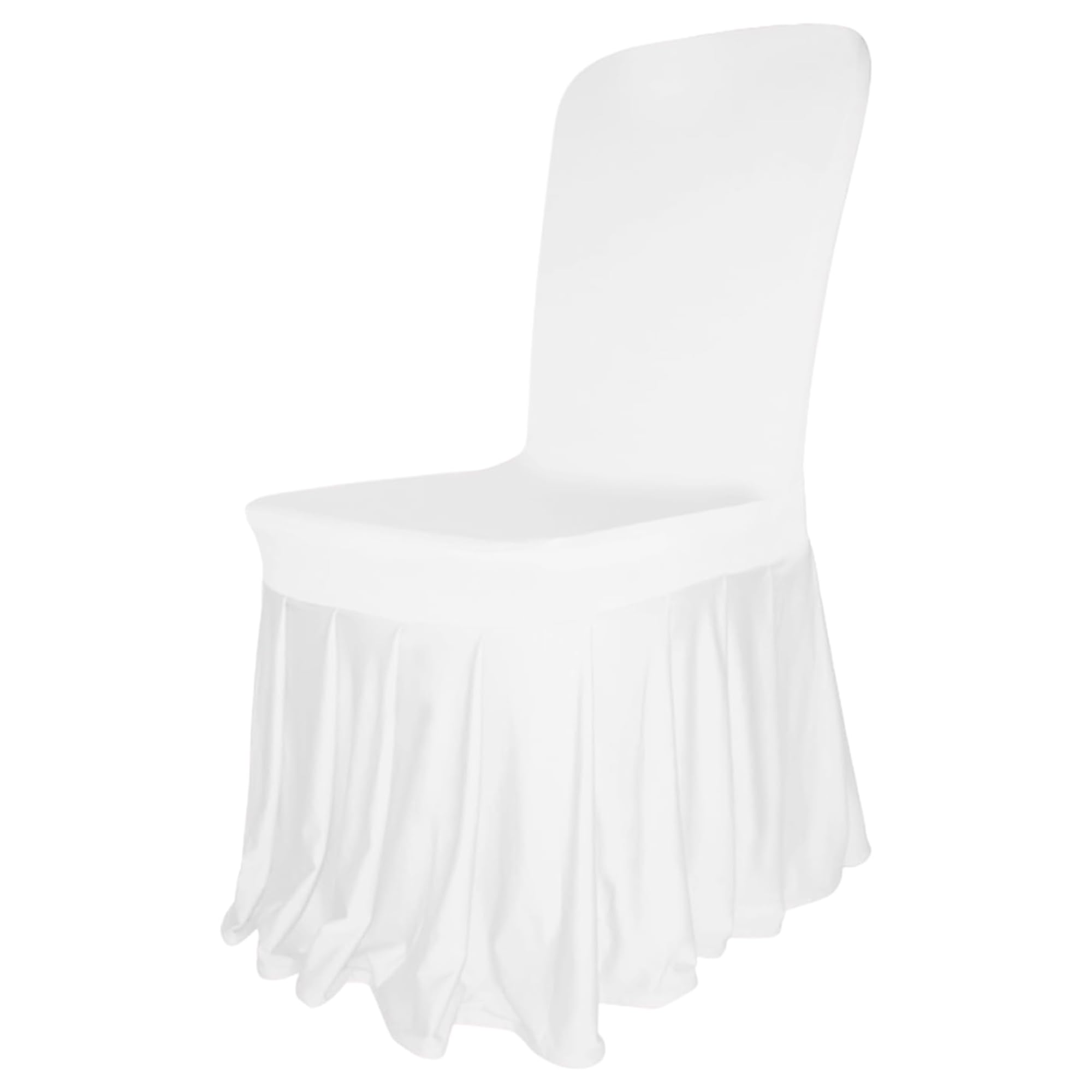 Skirt Style White Chair Cover Spandex Polyester, Stretchable & Removable Slipcover with Elasticated Foot Pockets – Elegant & Professional for Weddings, Banquets, Events & Dining (Pack of 20)