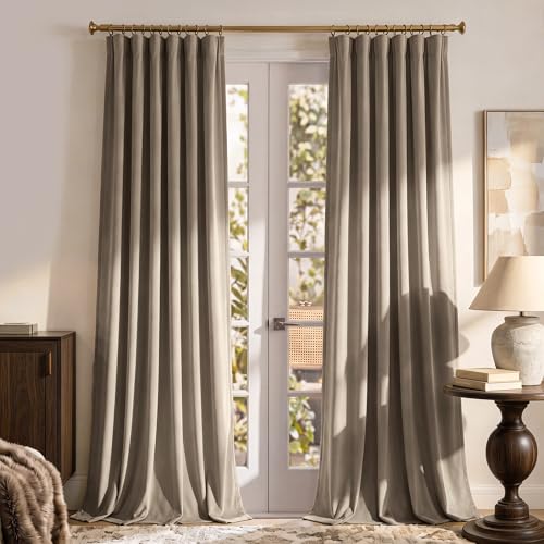 RYB HOME Taupe Velvet Curtains 90 inches Long for Living Room by RYB HOME - Used condition - US$23.95