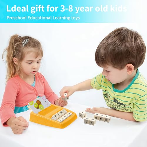 OndalisToy Educational Toys for Kids Ages 3-8, Matching Letter Spelling Game ABC Math Learning, Xmas Birthday Party Gifts for 3 4 5 6 7 8 Year Olds Boys and Girls Yellow — view 5
