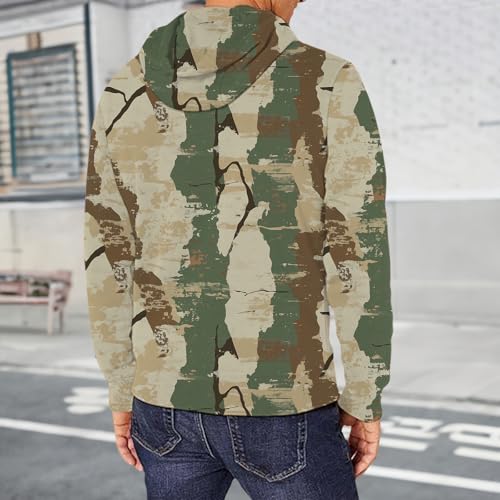 Mens Striped Hoodie Pullover Sweatshirt Long Sleeve Casual Drawstring Hood with Kangaroo Pocket Classic Fit2