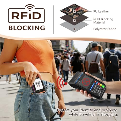 Image of GIANCOMICS Slim Wallet Credit Card Holder Women, Mushroom Rfid Blocking Small Card Case, Keychain Thin Pocket Curved Zipper Wallet, Travel Card Holder PU Leather ID Window, Ladies Female Gifts