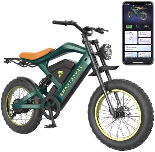 SMARTRAVEL Electric Bike for Adults,GPS and APP Control Ebike,1200W Brushless Motor,48V/20Ah Removable UL&GCC Certification Battery,20"*4.0 Fat Tire,30MPH and 60Miles Range,Front/Rear Turn Signals