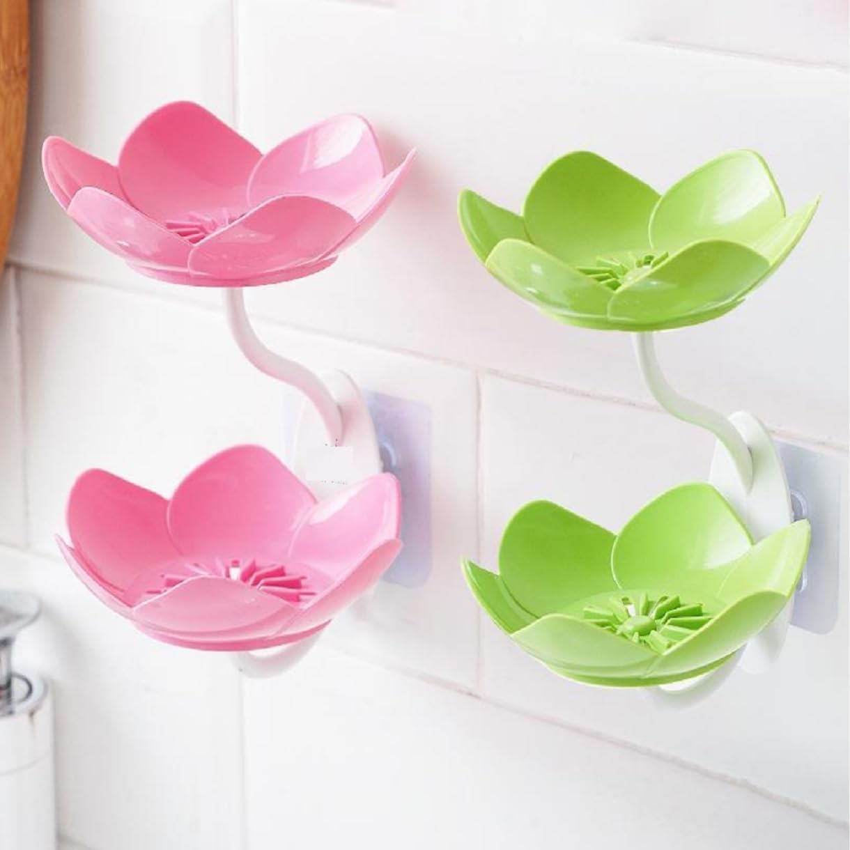 wall-mounted flower-shaped soap holders | self-adhesive tray with drainage | cute & colorful flower shaped soap tray | set of 1 | any random color (multicolor)