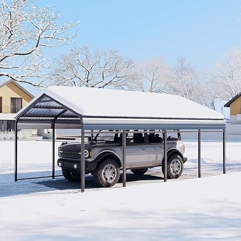 OC Orange-Casual 12 x 20 FT Metal Carport, Outdoor Heavy Duty Steel Canopy, Garage Car Shelter Shade with Metal Roof, Outdoor Car Tent for Car,Truck and Boats Cover